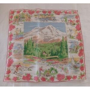 New Vintage Hanky Mt Rainier WA Unused Evergreen Playground NWT Handkerchief
